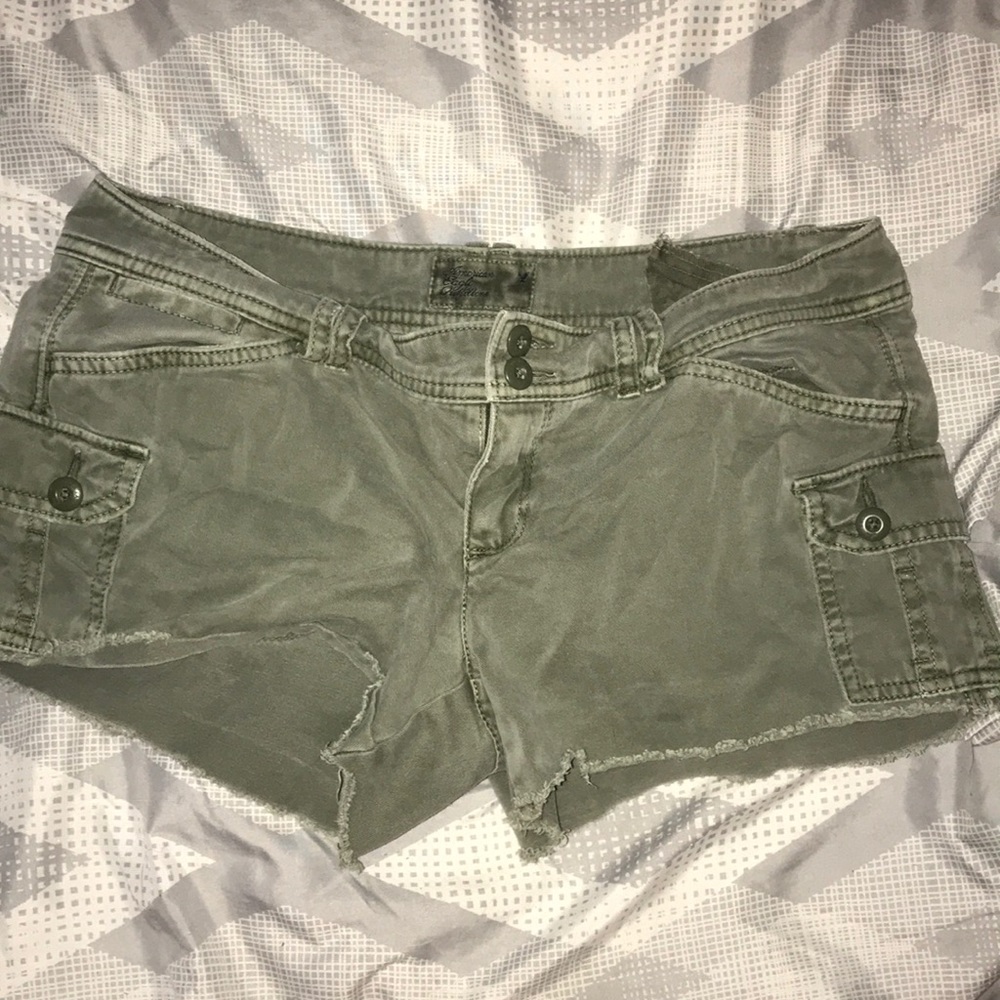 Olive Green Cargo Jean shorts